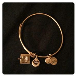 Alex and Ani graduation cap bracelet gold tone